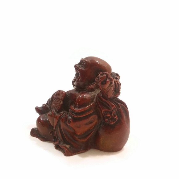 Laughing Buddha Statue Happy Mini Miniature 2"  Idol Buddhism Wealth Good Luck - Picture 6 of 9